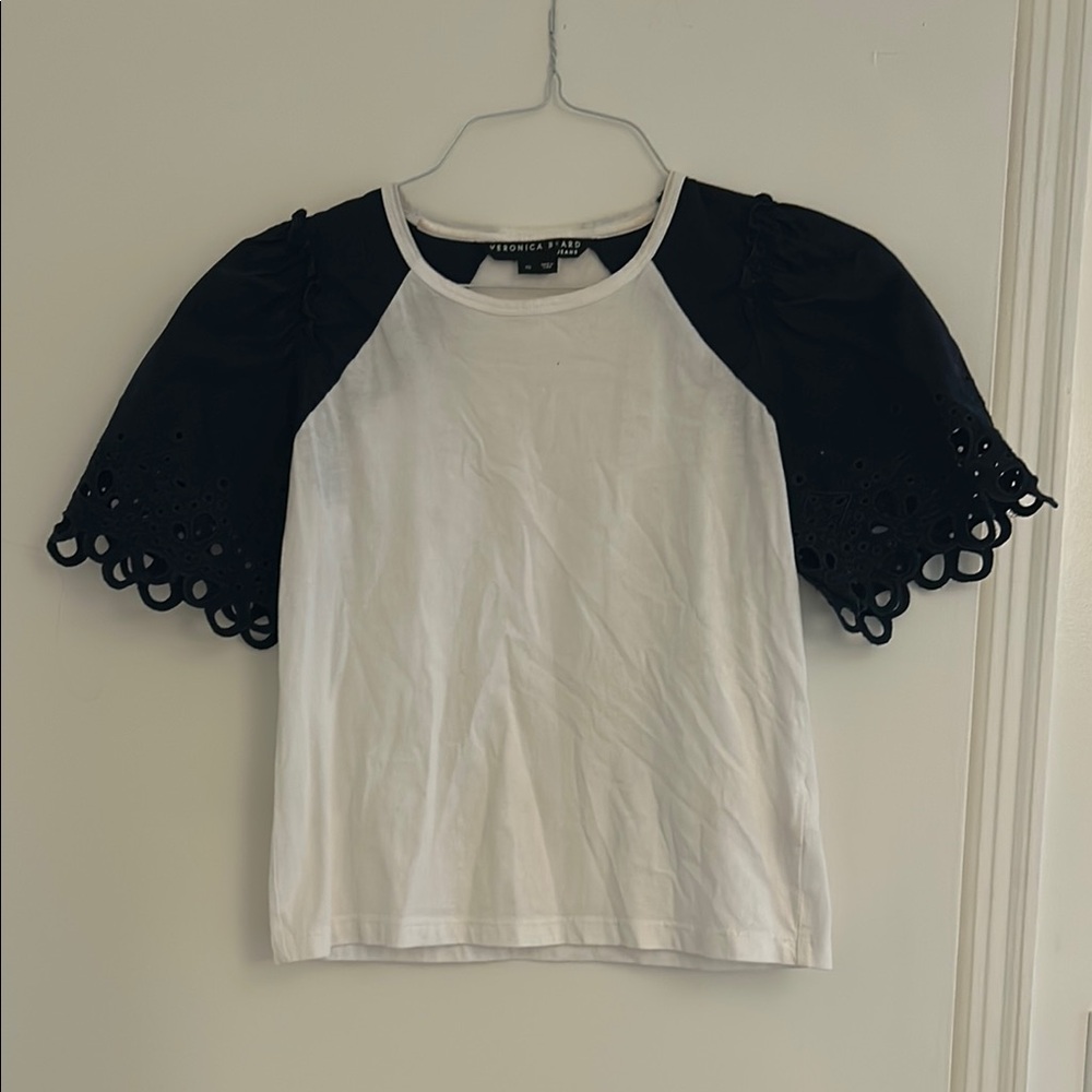 White and Navy Women's Blouse